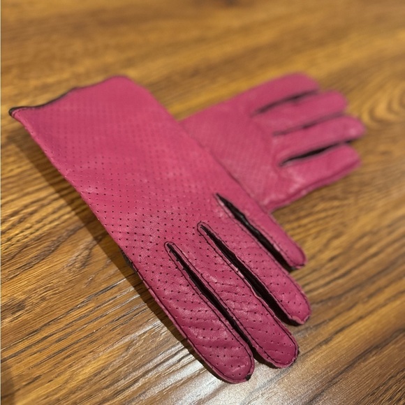 ECHO pink and black 100% leather gloves (M) - Picture 2 of 4